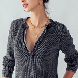 NWT: LAST ONE:   Distressed Mineral Wash Knit Henley